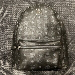 BLACK MONOGRAM MCM BACKPACK